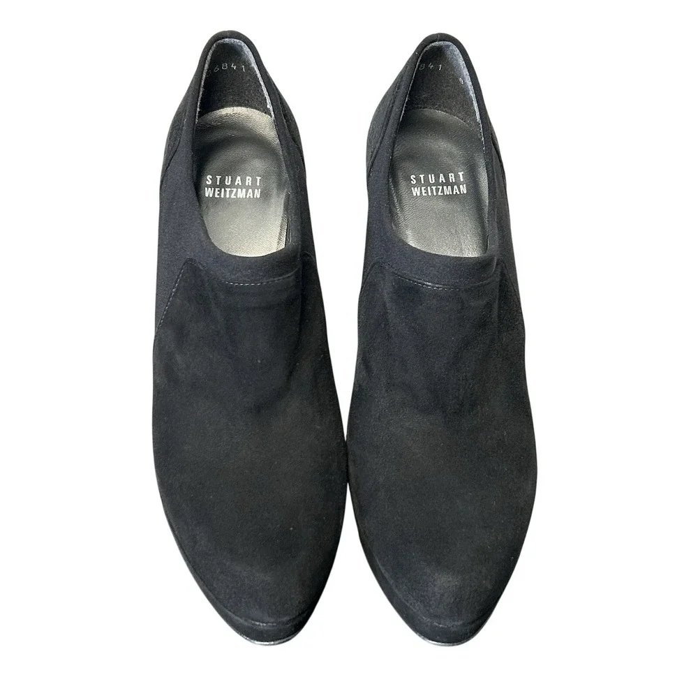 Stuart Weitzman Black Suede‎ Platform Stiletto Booties - Size 8M - Made in Spain